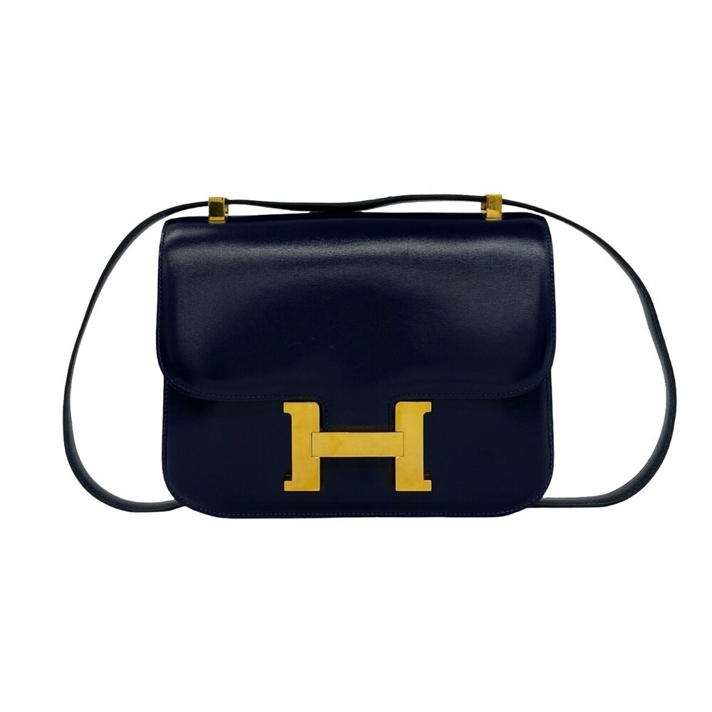 HERMES Constance 23 Box Calf Shoulder Bag/Pochette Blue Indigo Navy 00062